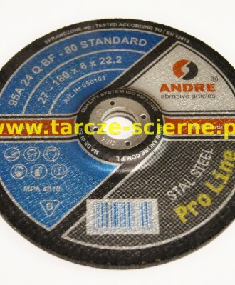 Tarcza do szlifowania T27-230x8,0x22 ANDRE 95A24QBF-80 PRO STAL